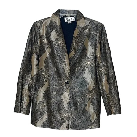 🆕 MIEKA Floral Bronze Blazer Size 14 - Picture 1 of 4